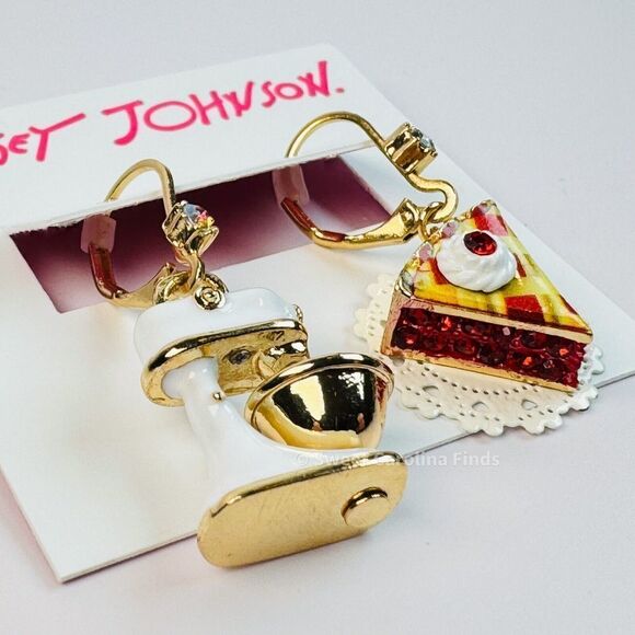 Betsey Johnson • Babycakes Pie & Mixer Earrings • Mismatch Drop • Cherry Pie - Picture 7 of 12